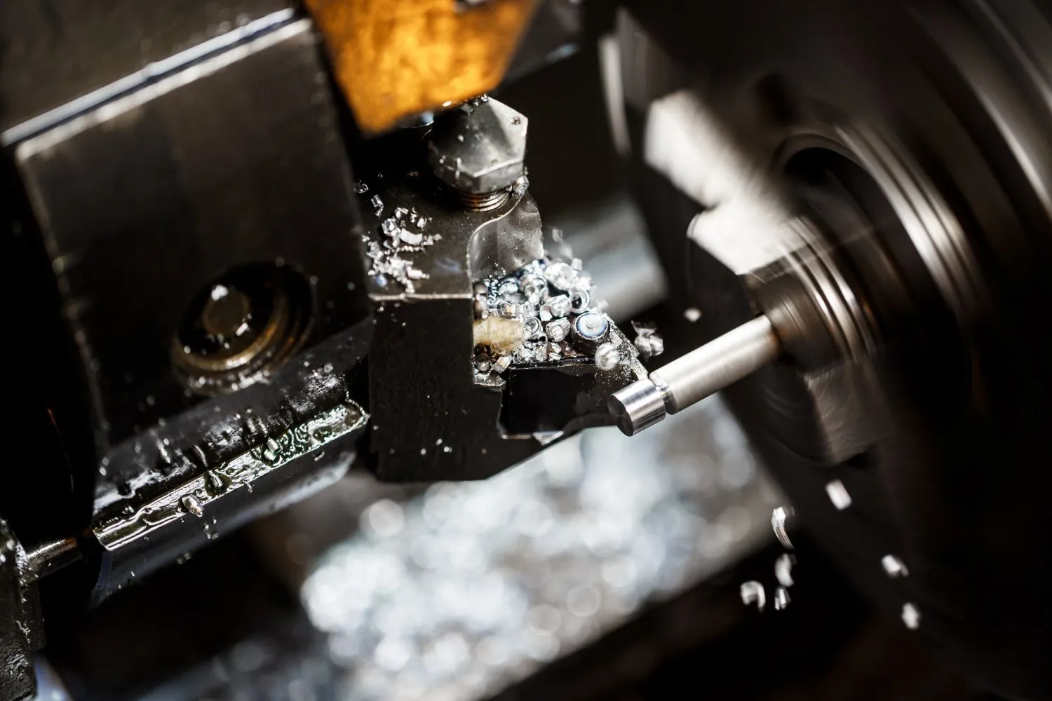 Close-up of a metalworking machine