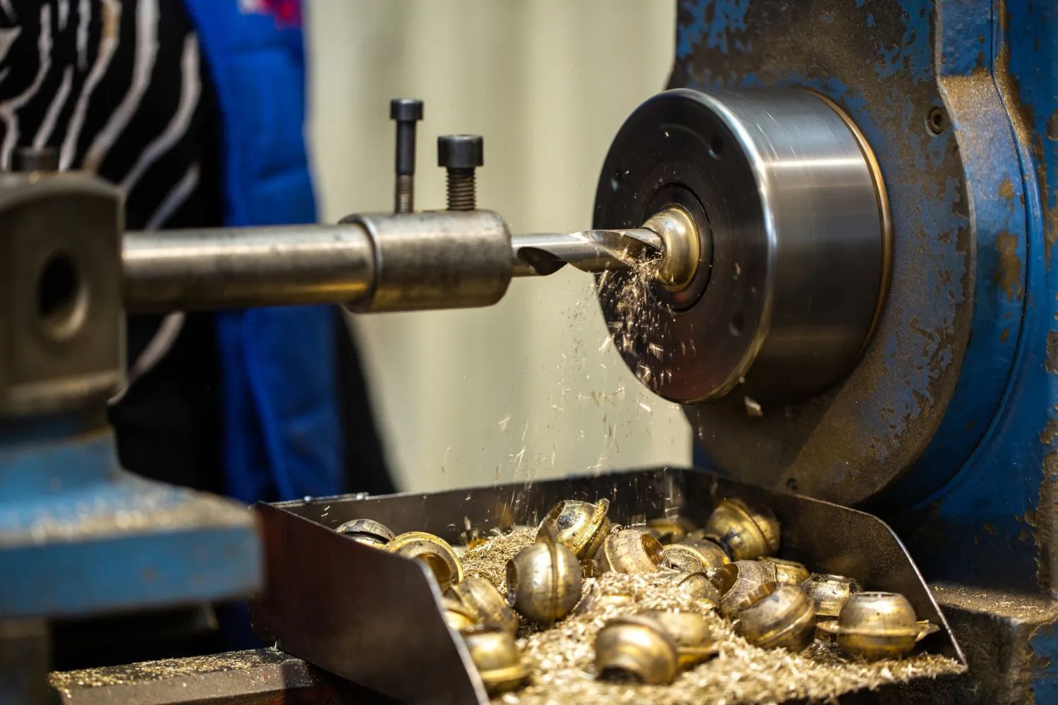 Close-up of the production process on a machined detail